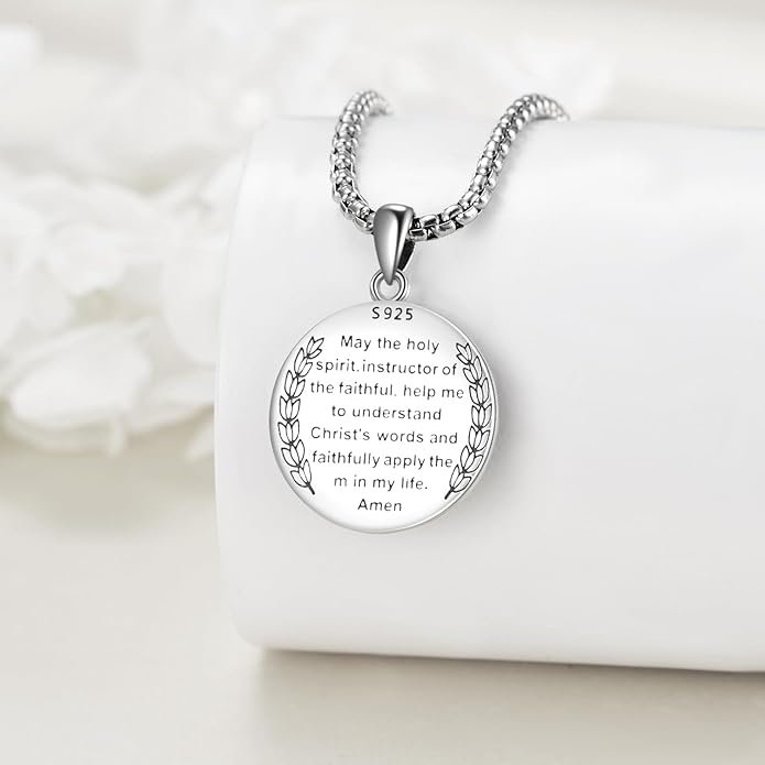 YFN Patron Saint Necklace Sterling Silver Amulet Medal Pendant Religious Protector Jewelry Gifts for Women Men
