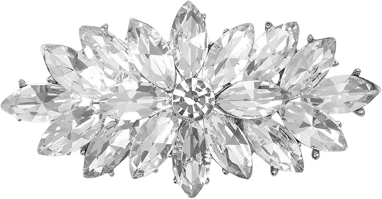 Crystal Rhinestone Brooch for Women Silver Brooch Pins for Women Clear Rhinestone Jewelry Pins for DIY Bridal Wedding Bouquet