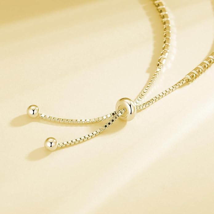 Sterling Silver Birthstone Tennis Bracelets for Women 2.5mm Tennis Bolo Bracelet Fashion Jewelry Birthday Gifts for Women Mom Wife | Adjustable Size 9"