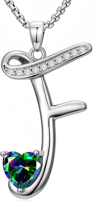 Christmas Gifts for Women Alphabet A to Z Initial Birthstone Pendant Necklaces for Women - 18k White Gold Plated Personalized Name Jewelry Valentine Mothers Day Birthday Gifts for Women Her Girlfriend