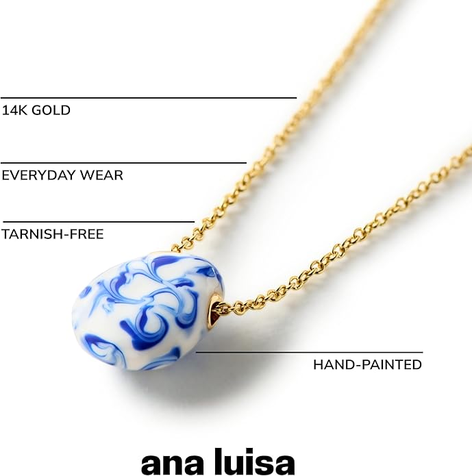 Ana Luisa Pebble Pendant Necklace for Women - 14K Gold Plated and Silver Rhodium Plated Trendy Small & Mini Teardrop Necklace with Lobster Clasp - Hypoallergenic, Water-Resistant, Tarnish-Free Jewelry