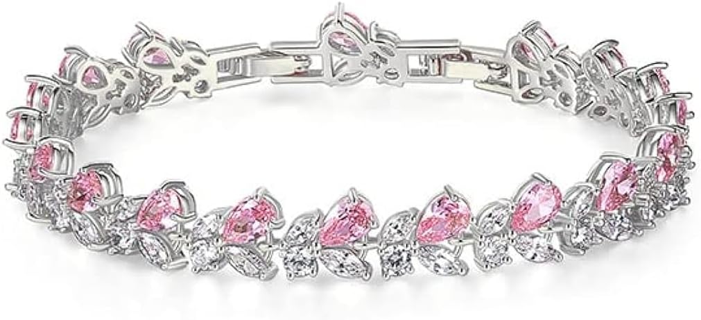 14K Gold Bohemian Crystal Bracelet for Women,Luxury Branch Shape Natural Pink Crystal Charm Bracelet,Fashion Bracelet Jewelry Gift for Her