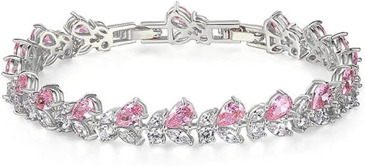 14K Gold Bohemian Crystal Bracelet for Women,Luxury Branch Shape Natural Pink Crystal Charm Bracelet,Fashion Bracelet Jewelry Gift for Her