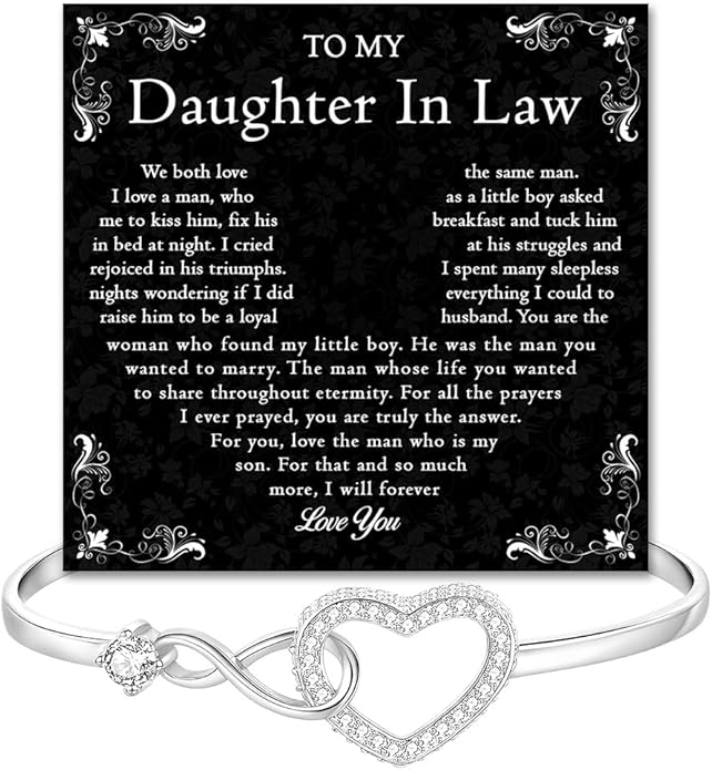To My Beautiful Daughter In Law Bracelet From Mother-In-Law, Daughter In Law Birthday Gifts, Infinity Star Heart Bracelet For Her With Heartfelt Message Card & Elegant Box, Bonus Daughters Bracelets
