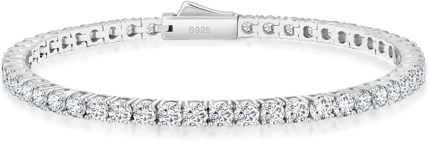 KRKC Moissanite Tennis Bracelet, Gifts For Women, Lab Grown Diamond Tennis Bracelets, 925 Sterling Silver 14K Golden Plated, Hypoallergenic, Luxury Present For Birthday, Daily Jewelry, 2.1-13.2 Ct.Tw