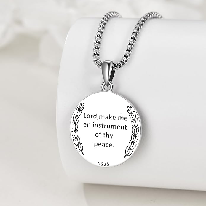YFN Patron Saint Necklace Sterling Silver Amulet Medal Pendant Religious Protector Jewelry Gifts for Women Men