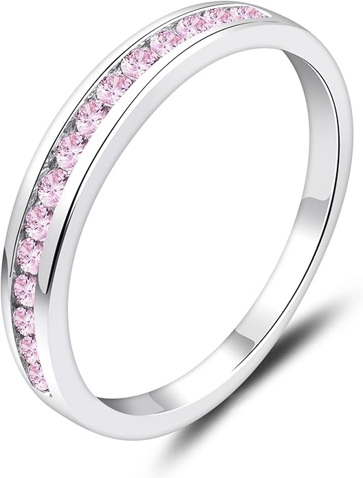 YL Stackable Rings 925 Sterling Silver Halo Birthstone Eternity Bands Jewelry for Women