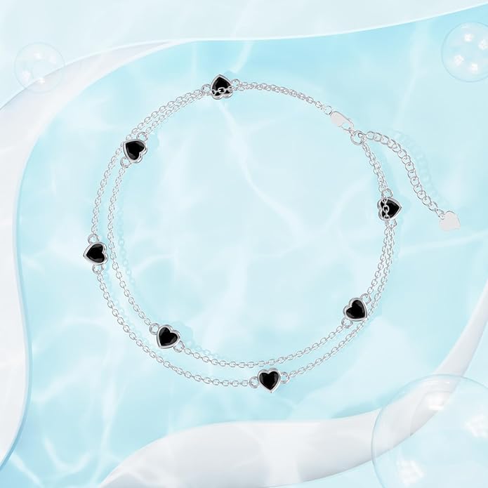 Dorunmo Heart Birthstone Anklet Bracelets for Women 925 Sterling Silver Birthday Jewelry Best Mother's Day for Women Wife