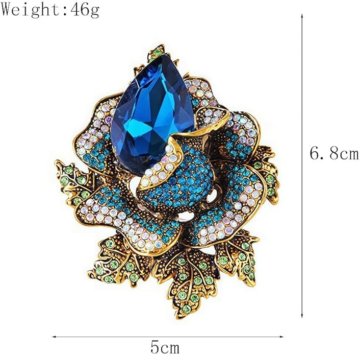 Rhinestone Flower Brooch For Women Crystal Rose Flower Brooch Pin Big Size Rhinestone Crystal Flowers Broochs Stylish Rhinestone Rose Flowers Pin Elegant Clothing Hat Bag Accessories
