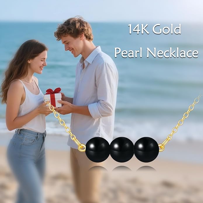 KECHO 14K Real Gold Freshwater Cultured Pearl Pendant Necklace 14K Solid Gold Jewelry Anniversary Birthday Gifts for Women