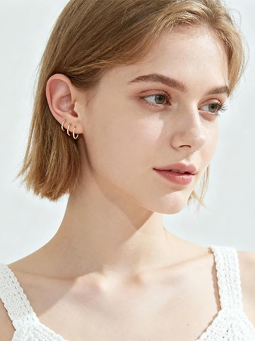 Silvora 925 Sterling Silver Small Hoop Earrings for Women Huggie Earrings Hypoallergenic Cartilage Earrings Tiny Hoops 6mm/8mm/10mm/12mm/14mm/16mm/18mm/20mm