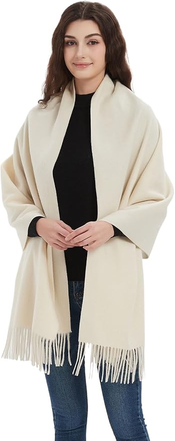 Novawo Wool Shawl Large Thick Pashmina Travel Blanket Scarf Winter Wraps for Women