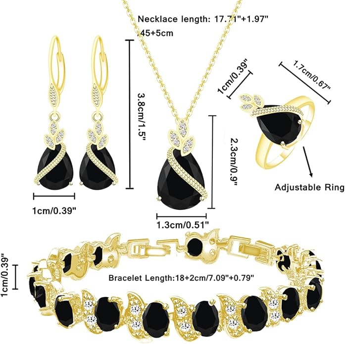 ZCGJWE Wedding Jewelry Set for Women Gem Necklace Earrings Bracelet Luxury Jewelry Set Birthday Valentine's Day Mother's Day Christmas Prom Jewelry Gift