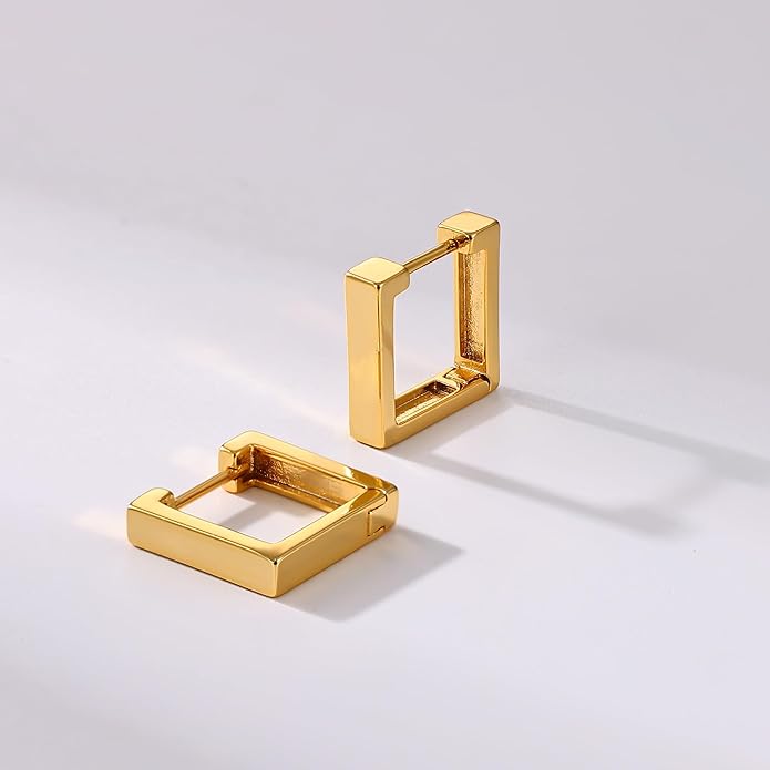 Gacimy Gold Huggie Hoop Earrings for Women 14k Gold Plated, Small Hoop Earrings for Women, 1/2 Inch Yellow Color Earrings for Women