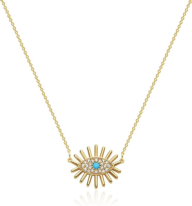 BENEIGE Gold Necklace for Women 14K Gold Plated Evil Eye Necklace Trendy Gold Pendant Necklace Jewelry For Women