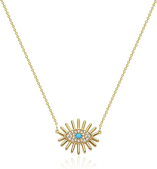 BENEIGE Gold Necklace for Women 14K Gold Plated Evil Eye Necklace Trendy Gold Pendant Necklace Jewelry For Women