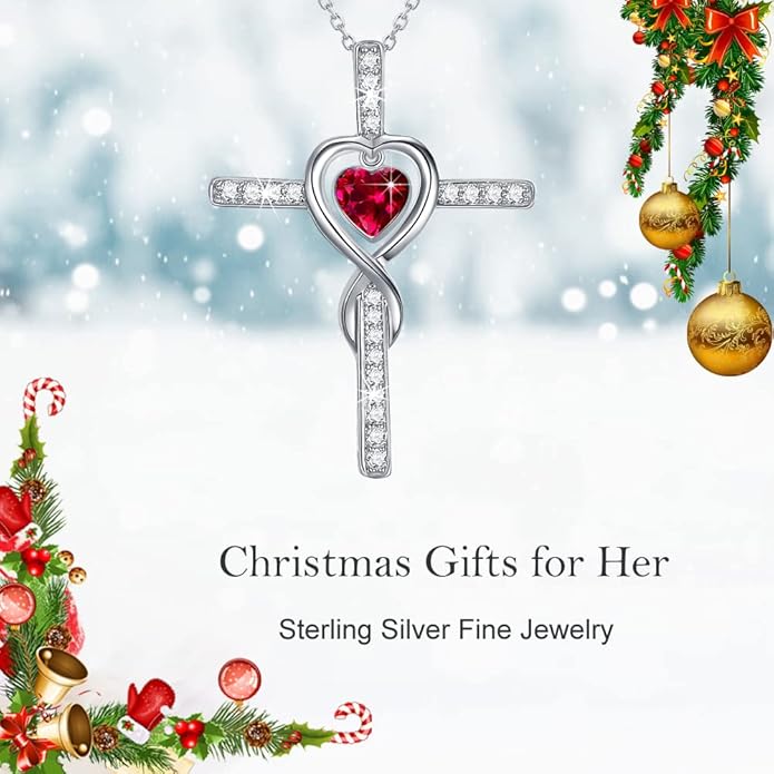 Dorella Love Infinity Christmas Jewelry for Women Birthday Gifts Wife Mom December January Birthstones Blue Topaz Garnet and More Stones Jewelry 925 Sterling Silver