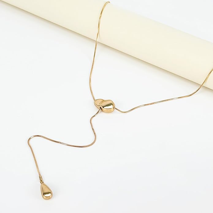 Irregular Y2k Long Y-shaped Necklace with Zircon Inlaid Sparkling Brick Tassel Pendant Double-Layer Chain High-end Fashion Accessory Women's