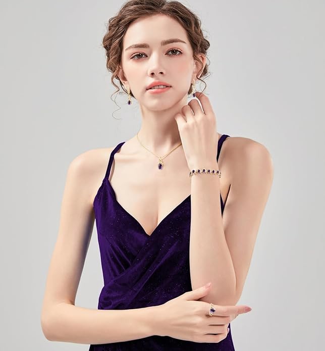 ZCGJWE Wedding Jewelry Set for Women Gem Necklace Earrings Bracelet Luxury Jewelry Set Birthday Valentine's Day Mother's Day Christmas Prom Jewelry Gift