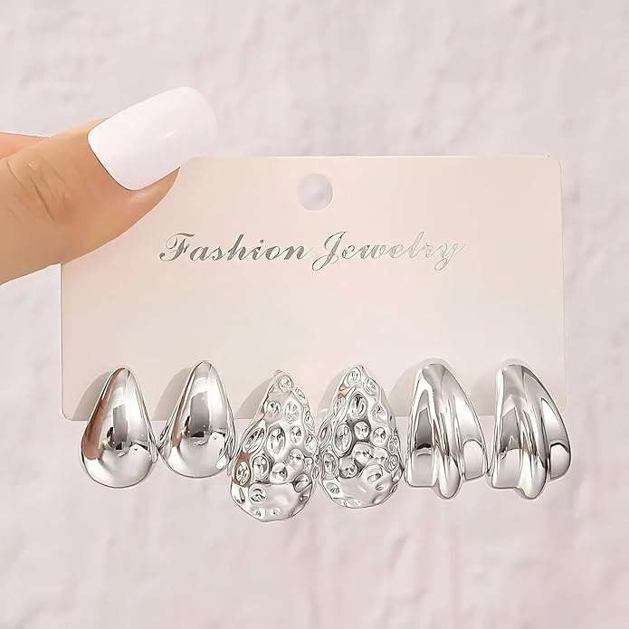 24 Pairs Chunky Gold Hoop Earrings Set for Women, Hypoallergenic Fashion Statement Hoops Earrings Pack Assorted Small Big Twisted Hoop Jewelry for Gift