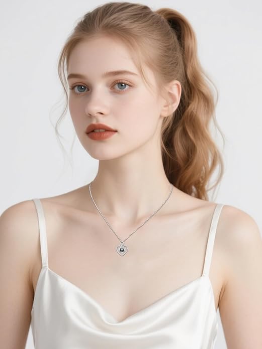 KANNSOAR Tahitian Black Pearl AAAA 18K White Gold Plated Sterling Silver Heart Pendant Necklace for Women Wife Mom Girlfriend Valentine Her Jewelry Gift for Anniversary Birthday Christmas