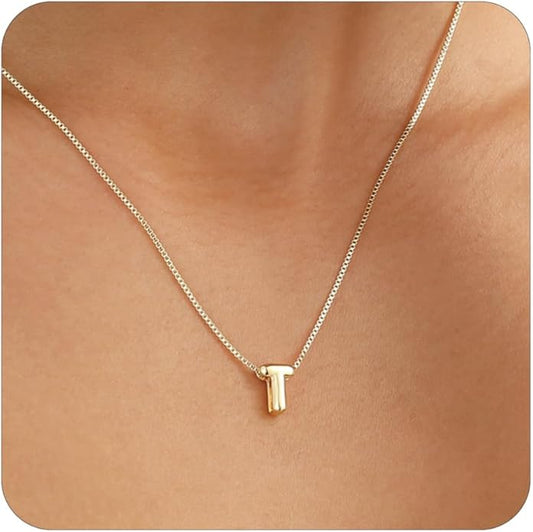 Bubble Gold Letter Necklace for Women, 14k Gold Plated Balloon Initial Necklace, Dainty Gold Necklace for Women, Personalized Bubble Pendant Name Necklace, Fashion Accessories Trendy Jewelry