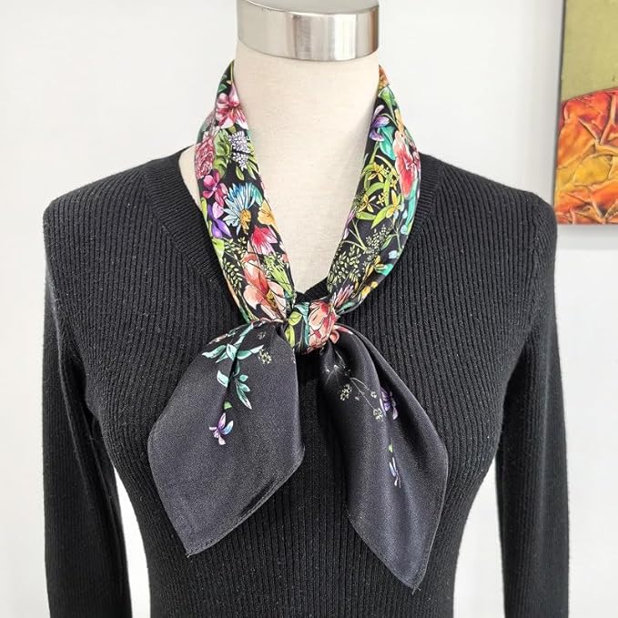 ANDANTINO 100% Mulberry Silk Square Scarf for Hair-25.6" X25.6'' Women Men Natural Silk Neckerchief Digital Printed Headscarf