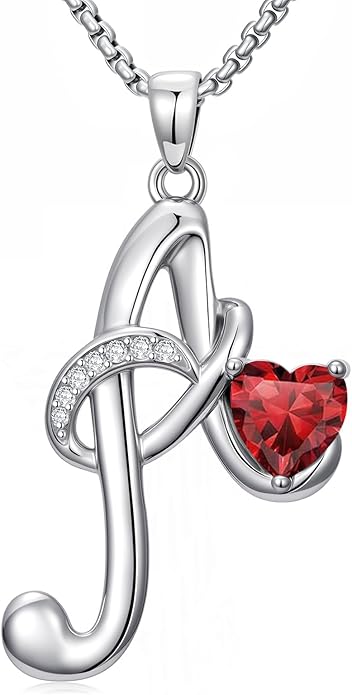 Christmas Gifts for Women Alphabet A to Z Initial Birthstone Pendant Necklaces for Women - 18k White Gold Plated Personalized Name Jewelry Valentine Mothers Day Birthday Gifts for Women Her Girlfriend