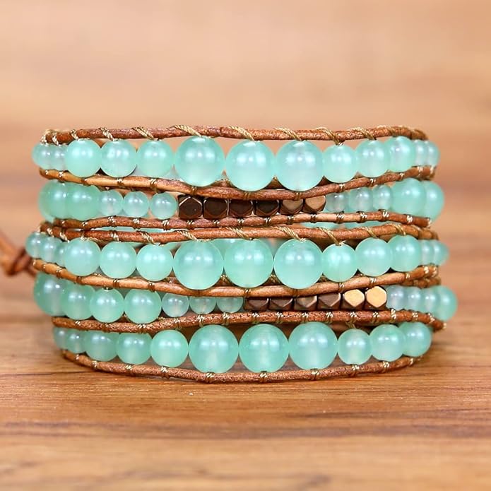 ZOSOJONA Boho Wrap Bead Bracelet for Women - Handmade Adjustable Natural Stone Beaded Bracelets Rope Yoga Healing Bracelet Bangle Hippie Jewelry