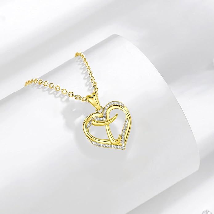 INFUSEU Unique Initial Necklaces for Women Girls Small Heart Letter Jewelry, Meaningful Personalized Gifts