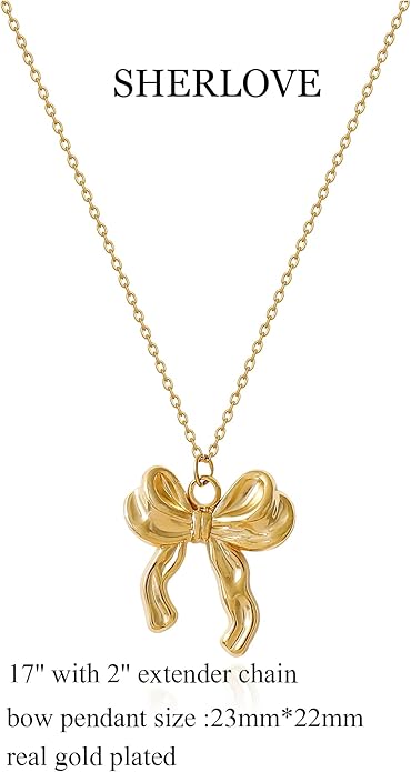 Dainty Gold Butterfly Bow Necklace for Women,18k Gold Plated Choker Necklaces for Women Waterproof & Daily & Simple, Gold Jewelry for Women