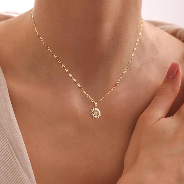 Cubic Zirconia Necklace, Dainty 14k Gold Plated Diamond Necklaces For Women Choker Necklace Simple Gold Plated CZ Jewelry Necklaces for Women Trendy Gifts