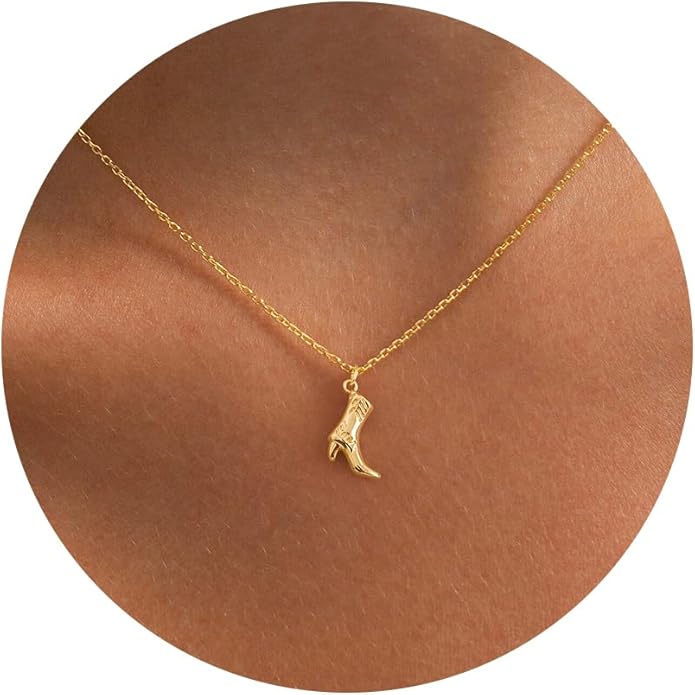 Gold Necklace for Women-14K Gold Plated Bow,Dragon,Shell, Palm Tree, Seahorse, Conch Shell,Sardines, Cowboy Boot,Bat,Bunny Pendant Beachy Jewelry for Women Gifts
