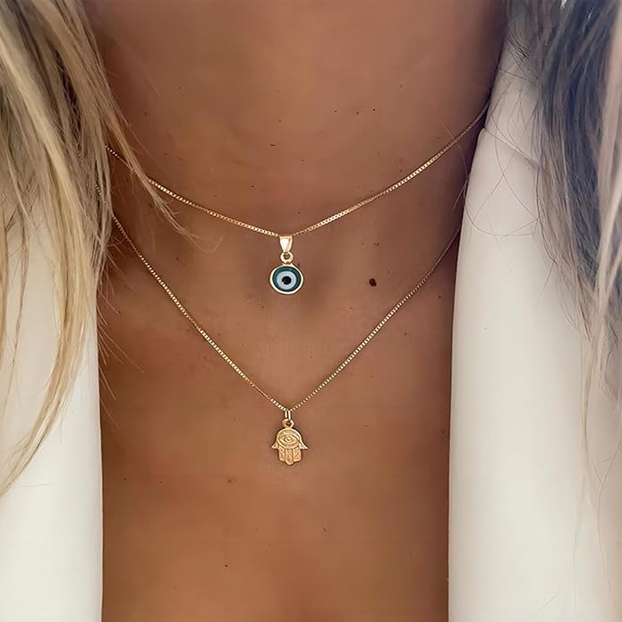 Long tiantian Evil Eye Necklace for Women Men Necklace Evil Eye Jewelry Blue Turkish Glass Leather Rope Pink Lucky Protection Necklace Jewelry Valenty Day Gifts for Men Women