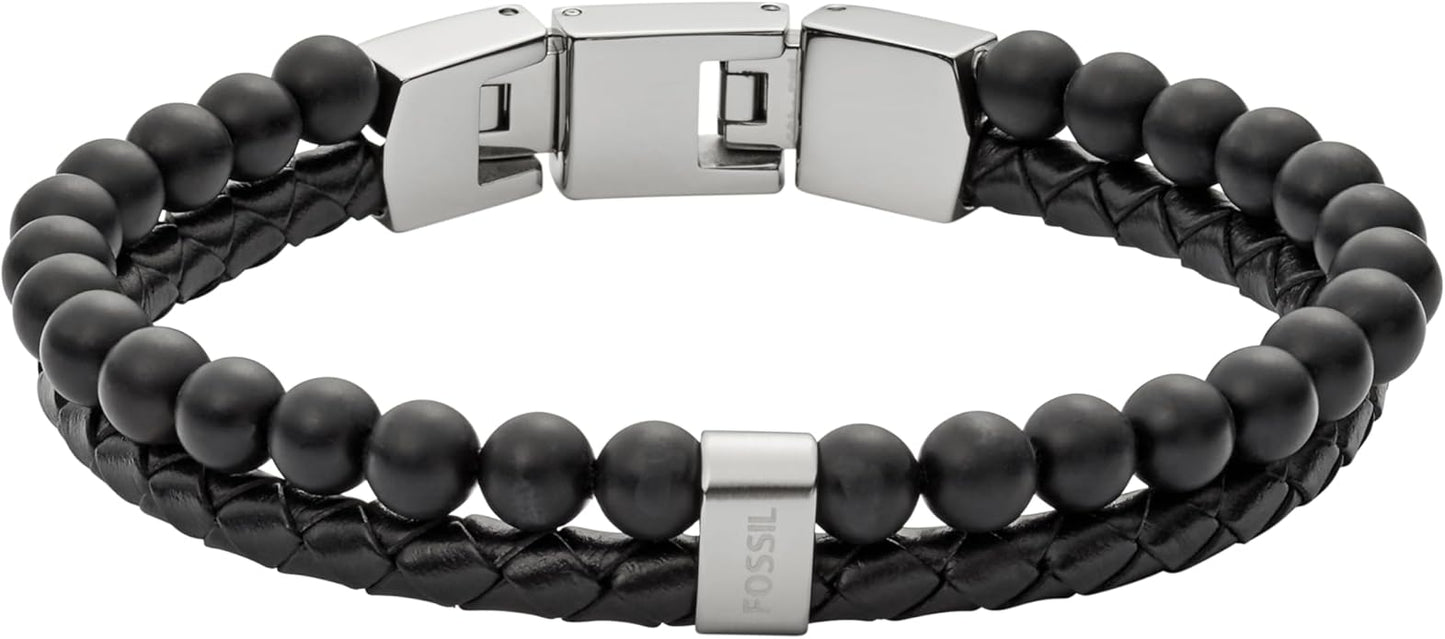 Fossil Men's Stainless Steel and Genuine Leather and/or Beaded Bracelet for Men