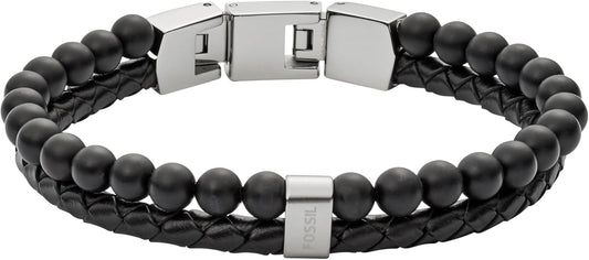 Fossil Men's Stainless Steel and Genuine Leather and/or Beaded Bracelet for Men