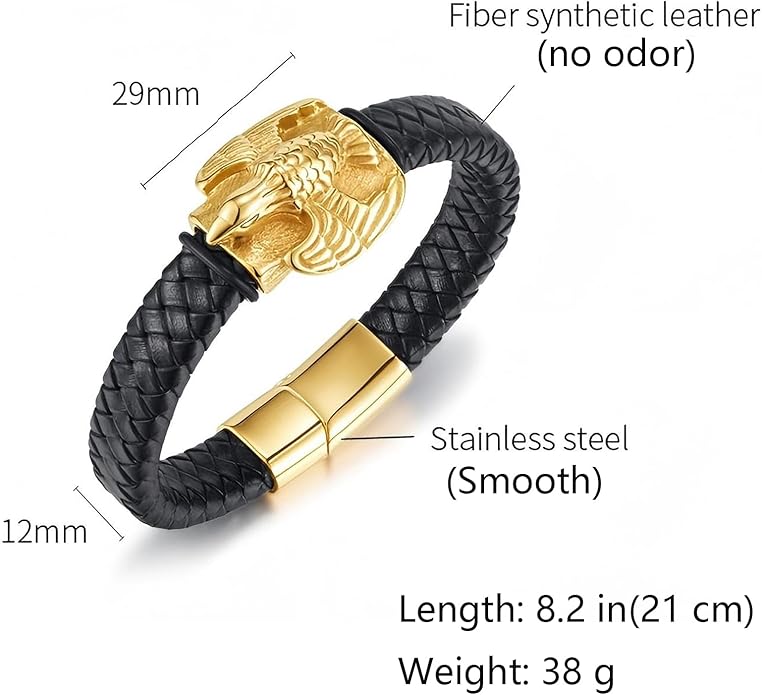 Italian Handmade Genuine Leather Bracelets for Men Stainless Steel Clip, Men's Casual Genuine Multi-layer Cuff Bracelet, Bracelet Gift for Real Men