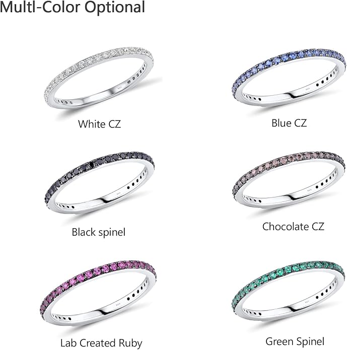 Santuzza 925 Sterling Silver Stackable Ring Engagement Wedding Band Stacking Ring for Women