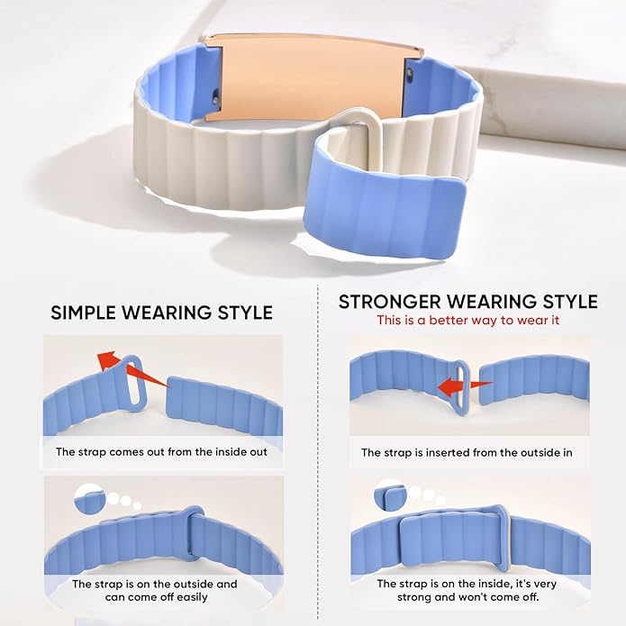Comfortable Medical ID Bracelet for Men & Women - Custom Engraved Silicone Strap Comfort Fit Medical Alert Bracelets for Sports,Adjustable Waterproof Customizable Wristband for Diabetic