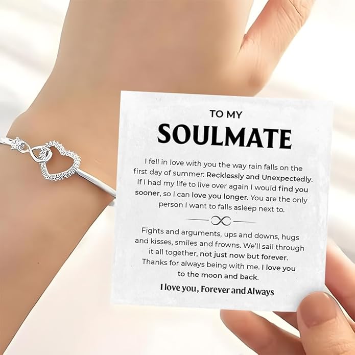 To My Soulmate Bracelet, Soulmate Bracelet For Women, Soulmate's Jewelry Gift From Boyfriend Husband Friend With Message Card And Box Meaning, Valentine Gifts For Her, Birthday Christmas Gifts