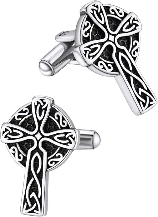 FaithHeart Mens Cufflinks, Norse Viking Tuxedo Shirt Cuff Links, Stainless Steel Cuff Links and Shirt Studs, Gift Box