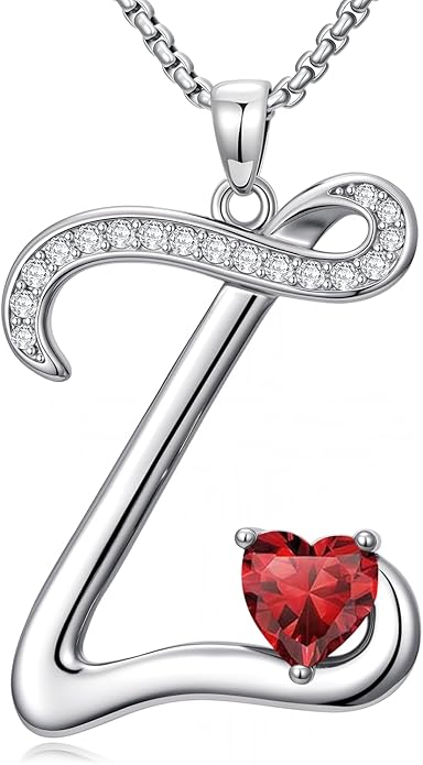 Christmas Gifts for Women Alphabet A to Z Initial Birthstone Pendant Necklaces for Women - 18k White Gold Plated Personalized Name Jewelry Valentine Mothers Day Birthday Gifts for Women Her Girlfriend