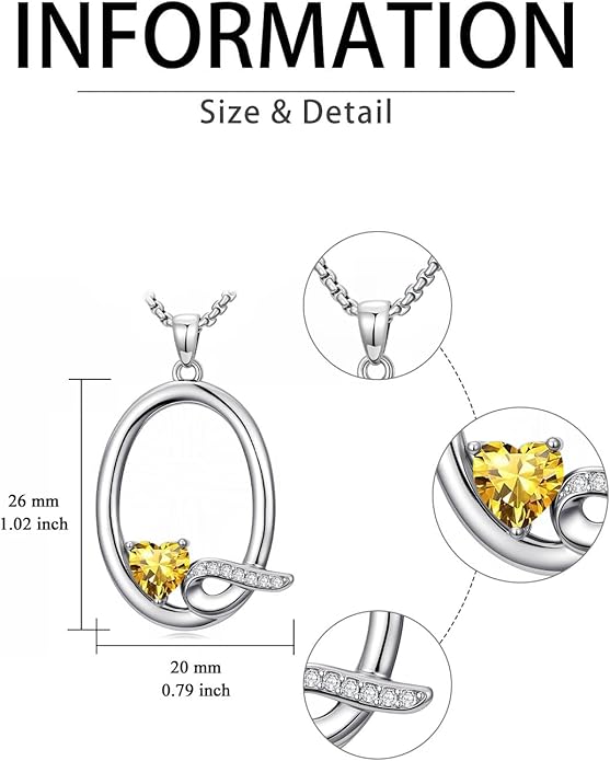 Christmas Gifts for Women Alphabet A to Z Initial Birthstone Pendant Necklaces for Women - 18k White Gold Plated Personalized Name Jewelry Valentine Mothers Day Birthday Gifts for Women Her Girlfriend