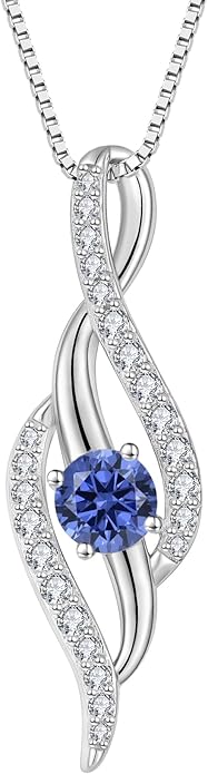 Women Infinity Necklace 925 Sterling Silver Twist Birthstone Pendant with Chain 5A Cubic Zirconia Jewelry