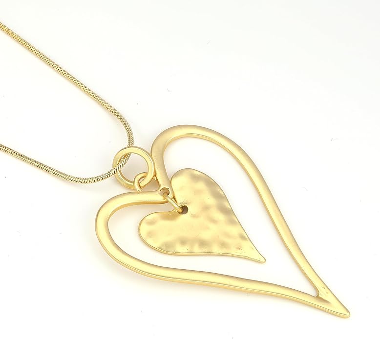 Long Heart Necklace for Women Gold Chain Pendant Y Necklace Set Statement Pendant Chic Jewelry With