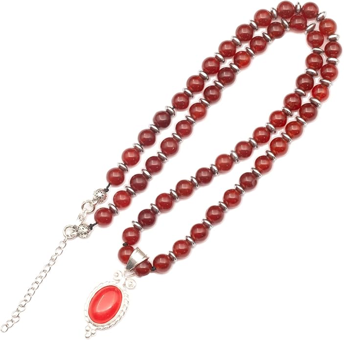 Natural Carnelian Agate Silver Pendant, Genuine Black Onyx Beaded Necklace, Gemstone Strong Necklace, 18x13 Cabachon, Fashion Dainty Jewelry, Healing Crystal Chakra Necklace, Minimalist Necklace