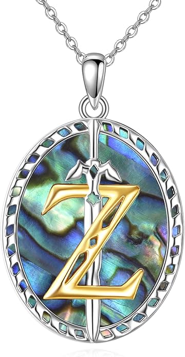 VONALA Artemis's/Poseidon's/Athena's/Weapons Necklace S925 Sterling Silver Plated Abalone Pendant Necklace for Women Men for Women Men