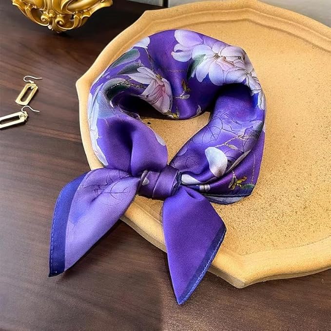 ANDANTINO 100% Mulberry Silk Scarf -21” Lightweight Square Neckerchief – Breathable Digital Printed Scarves with Gift Packed