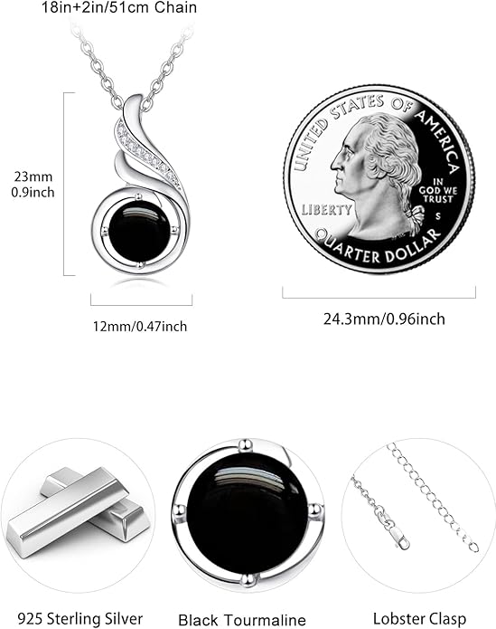 TANGPOET Birthstone Gemstone Necklaces for Women 925 Sterling Silver Dainty Pendant Jewelry Valentines Mothers Day Christmas Birthday Gifts for Mom Girlfriend Wife Daughter