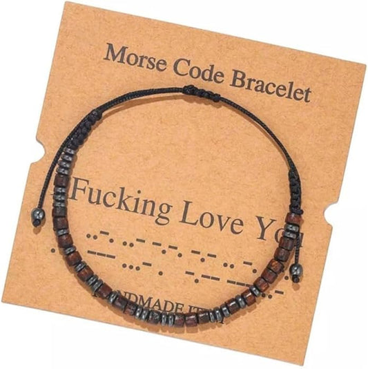 RINTOLER Morse Code Bracelets for Women Men Gifts for Her Best Friend Funny Inspirational Bracelets for Women Jewelry Adjustable Silk Beaded Wrap Bracelet